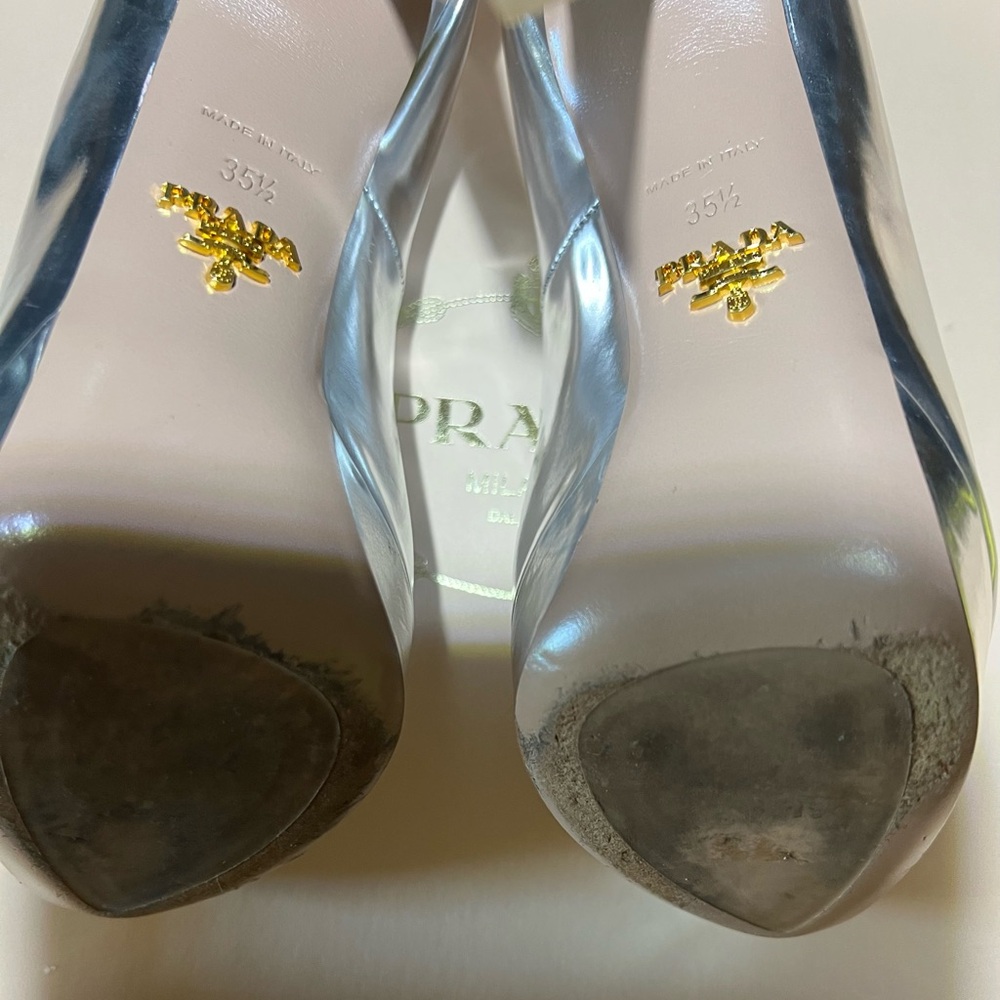 Prada Calzature Donna Size 35.5 Stiletto Heels Argento/Silver - Picture 4 of 13